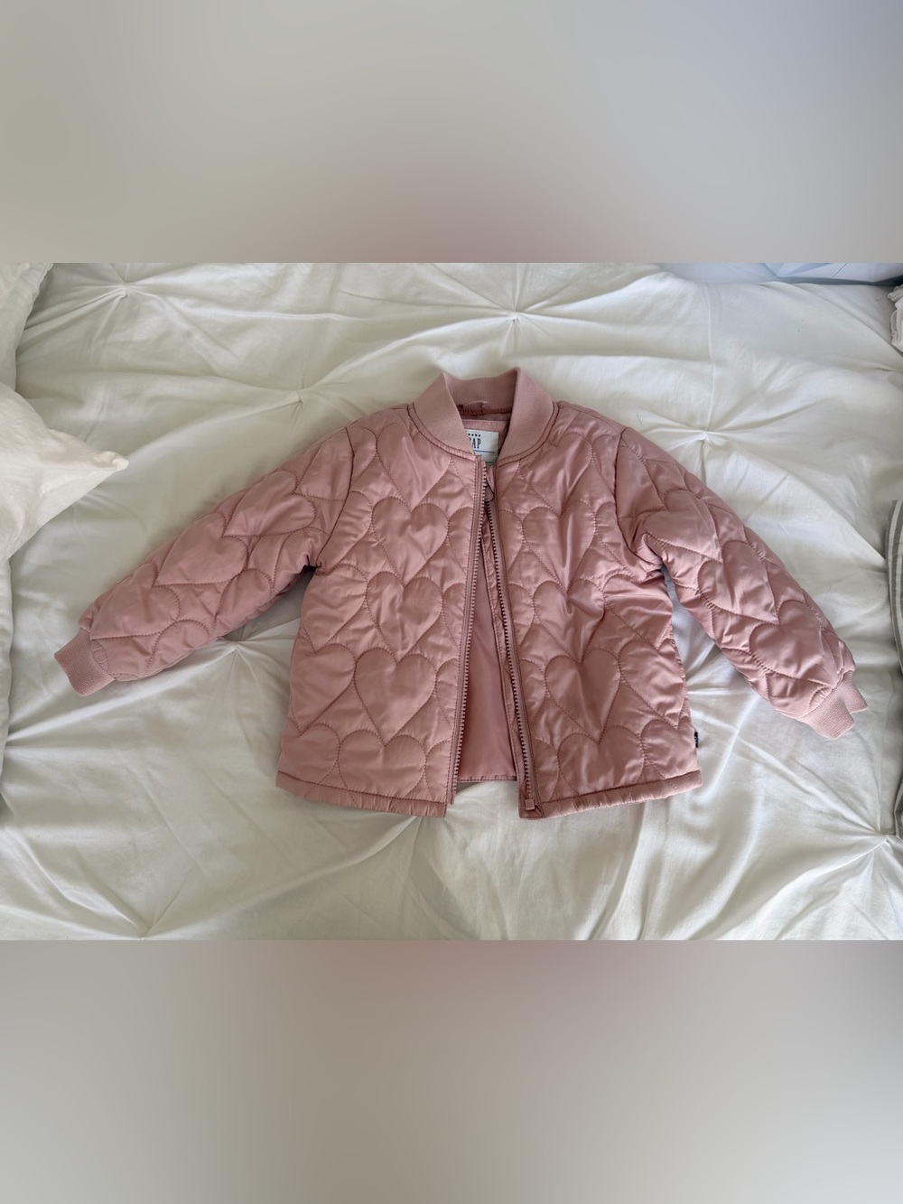 GAP Kids Mauve Quilted Heart Bomber Jacket